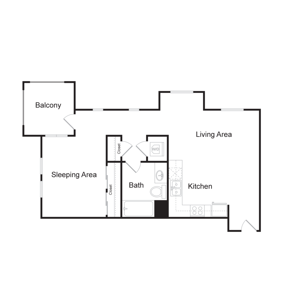 Floor Plan A6 - 1 bedrooms / 1 bathrooms