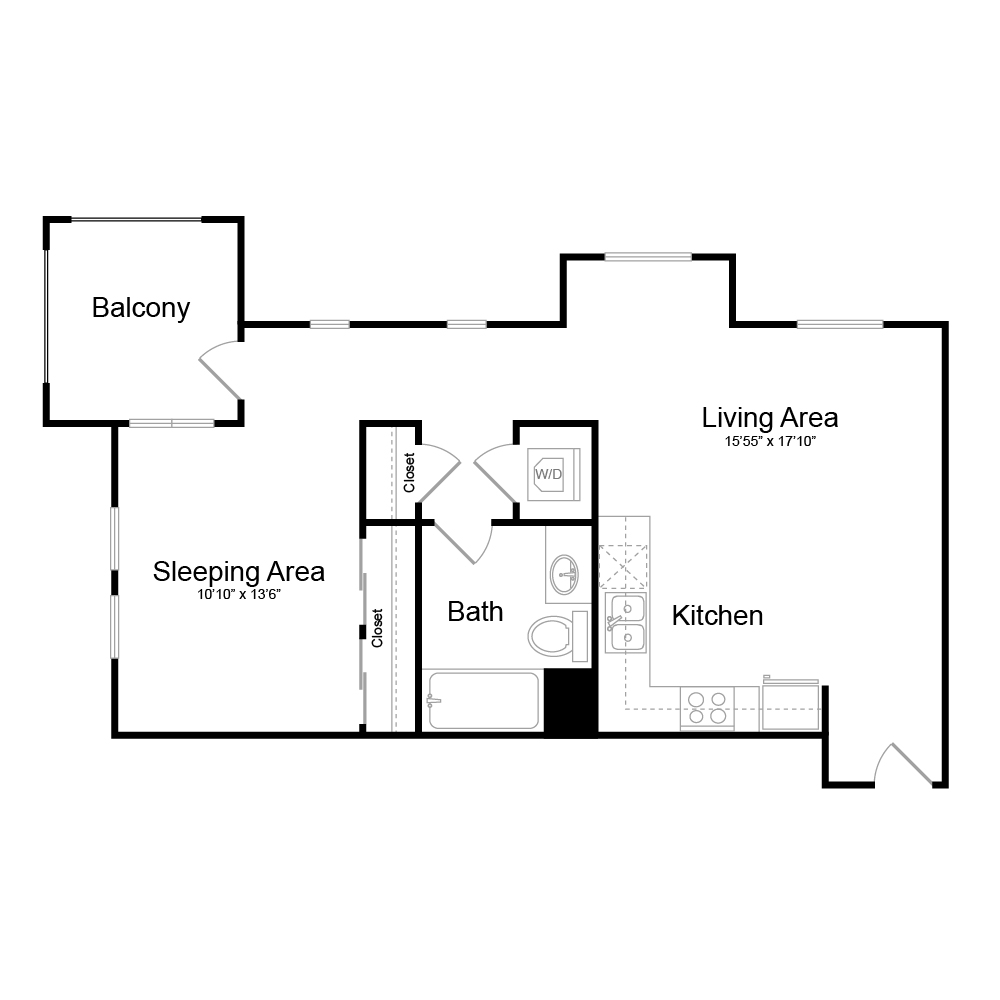 Floor Plan A6 - 1 bedrooms / 1 bathrooms Floor Plan A6 - 1 bedrooms / 1 bathrooms