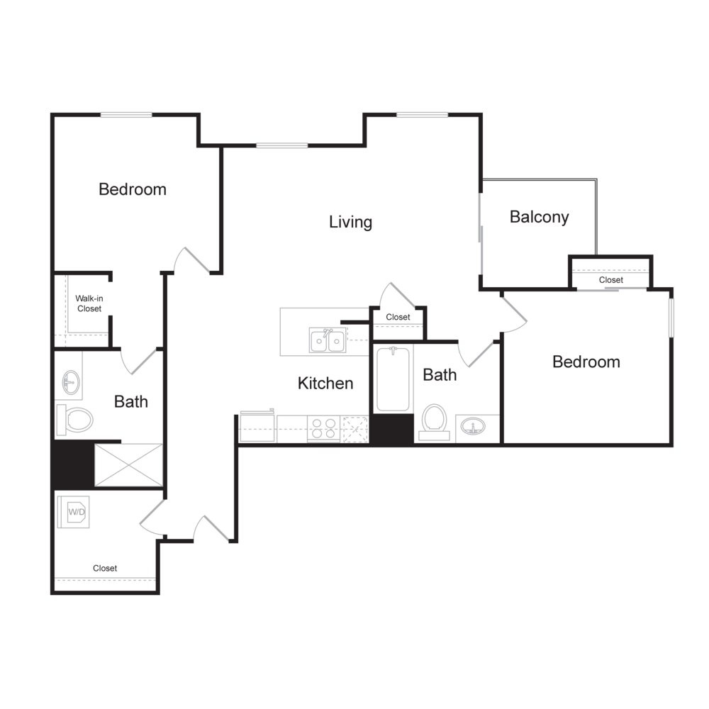 Floor Plan B4 - 2 bedrooms / 2 bathrooms