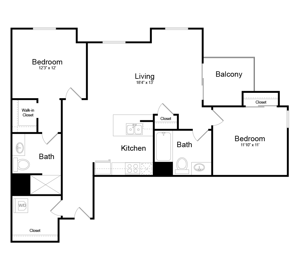 Floor Plan B4 - 2 bedrooms / 2 bathrooms Floor Plan B4 - 2 bedrooms / 2 bathrooms