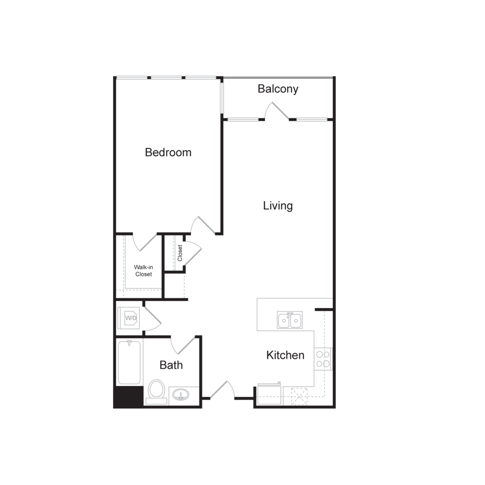 Floor Plan A7 - 1 bedrooms / 1 bathrooms