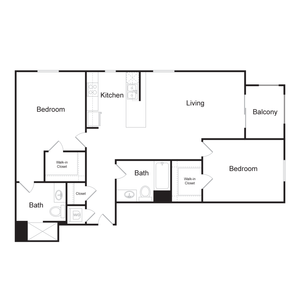 Floor Plan B8 - 2 bedrooms / 2 bathrooms