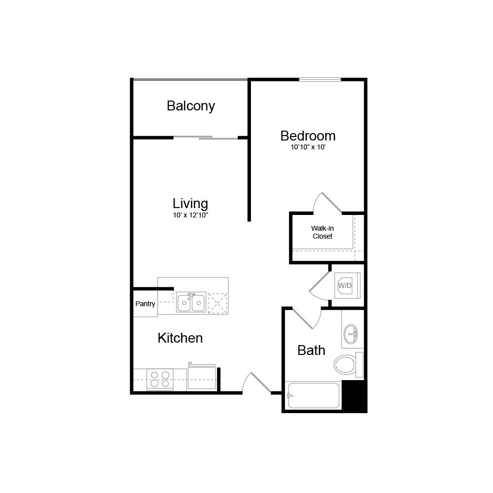 Floor Plan A2 - 1 bedrooms / 1 bathrooms Floor Plan A2 - 1 bedrooms / 1 bathrooms
