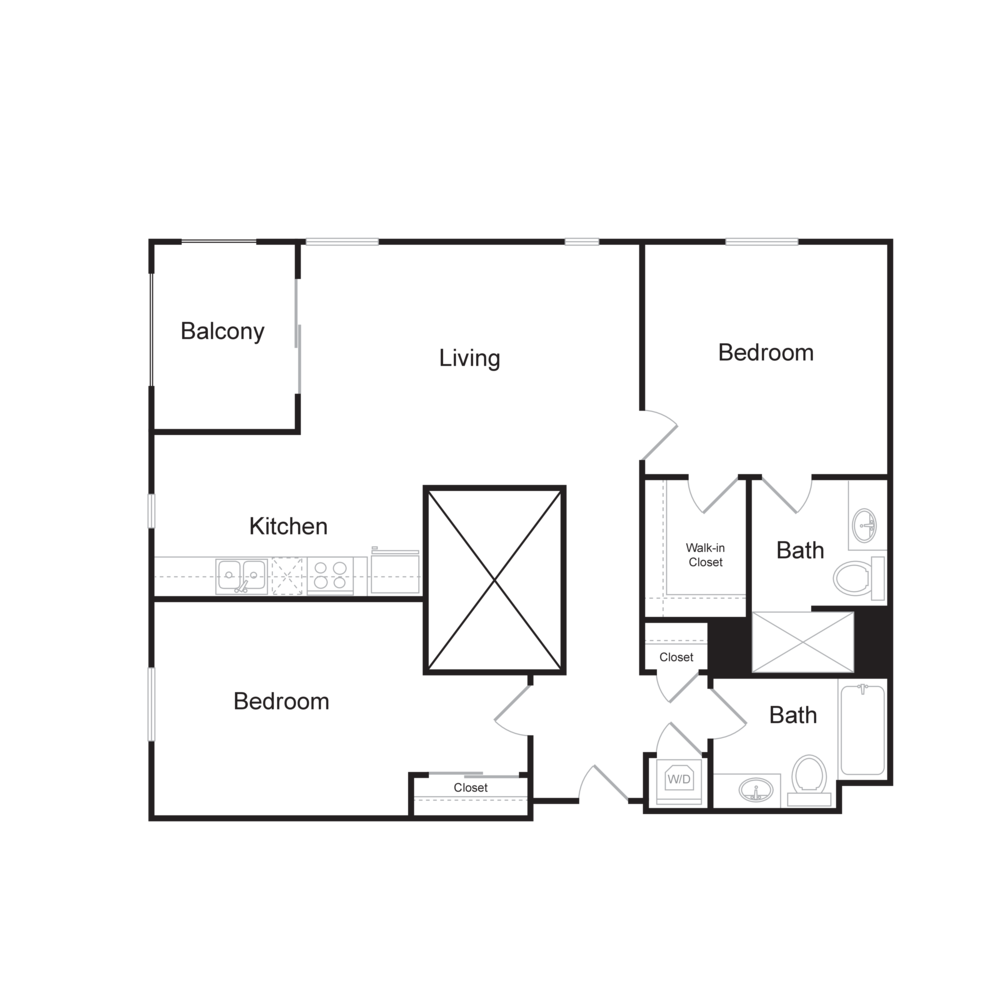 Floor Plan B5 - 2 bedrooms / 2 bathrooms