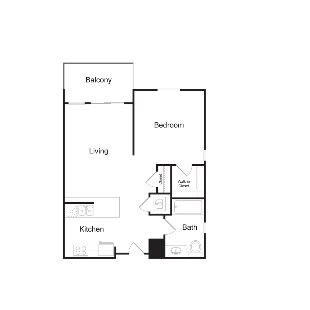 Floor Plan A5 - 1 bedrooms / 1 bathrooms