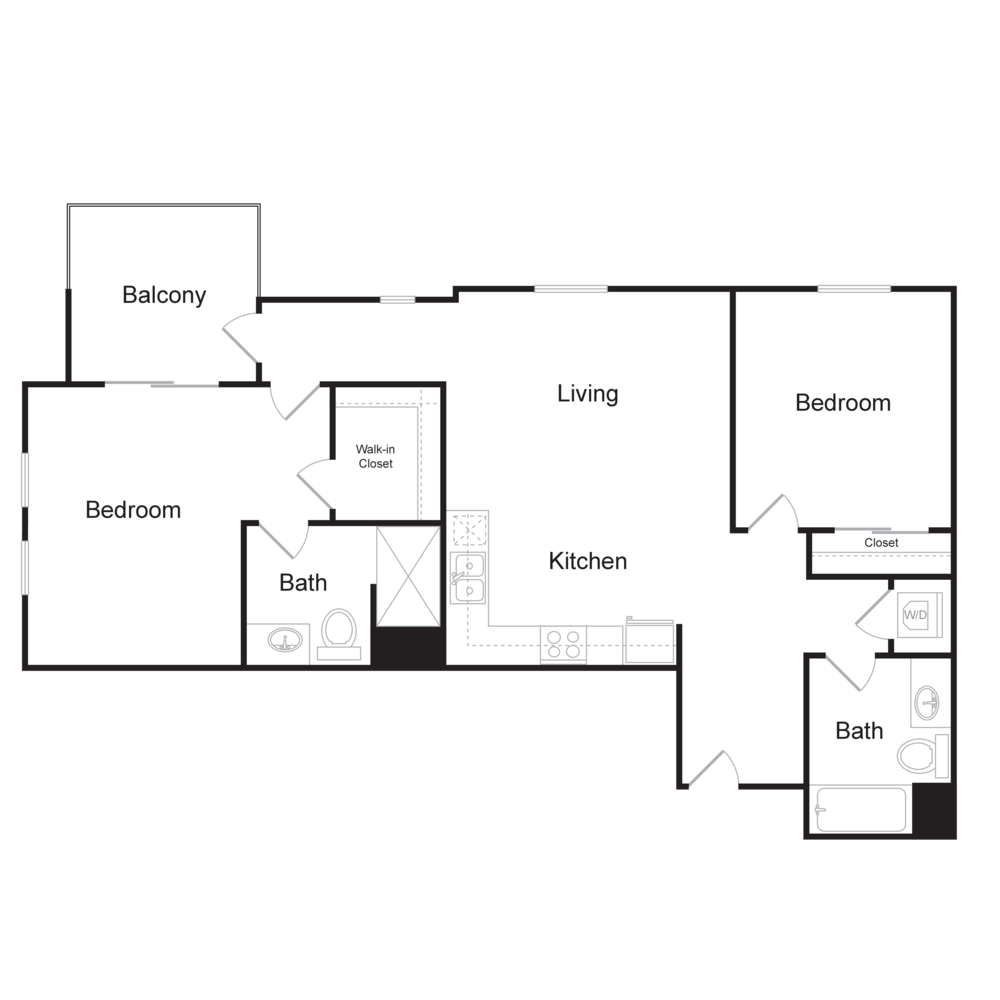 Floor Plan B3 - 2 bedrooms / 2 bathrooms