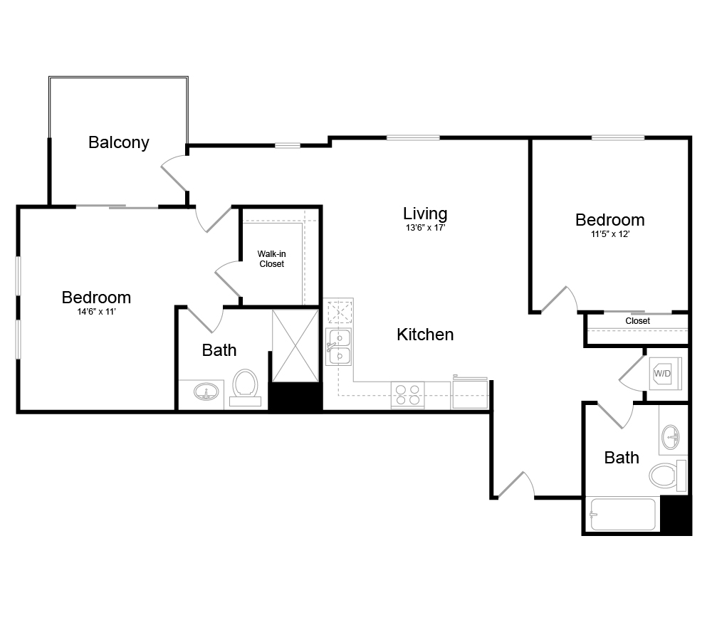 Floor Plan B3 - 2 bedrooms / 2 bathrooms Floor Plan B3 - 2 bedrooms / 2 bathrooms