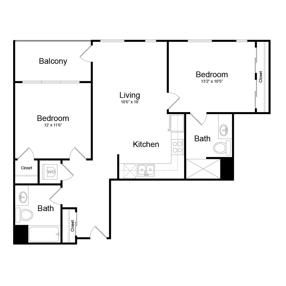 Floor Plan B2 - 2 bedrooms / 2 bathrooms Floor Plan B2 - 2 bedrooms / 2 bathrooms