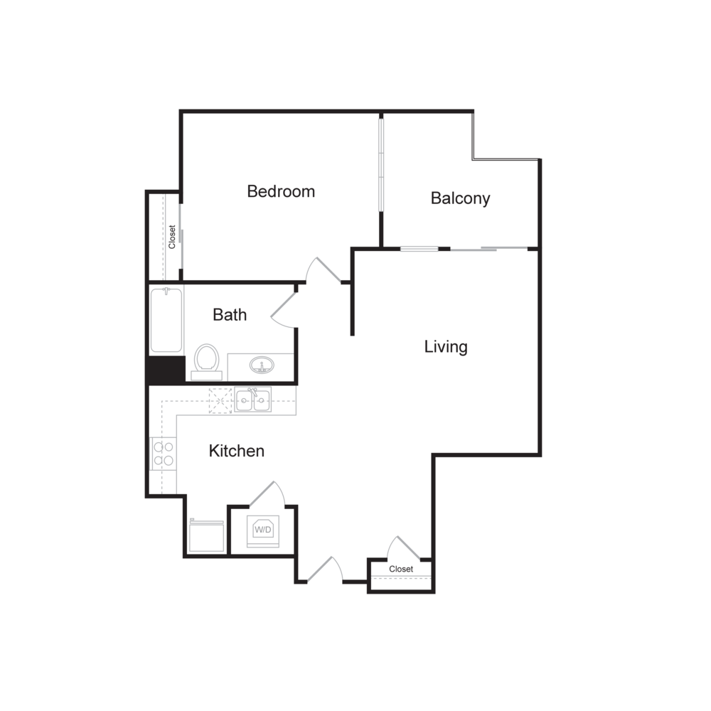 Floor Plan A9 - 1 bedrooms / 1 bathrooms