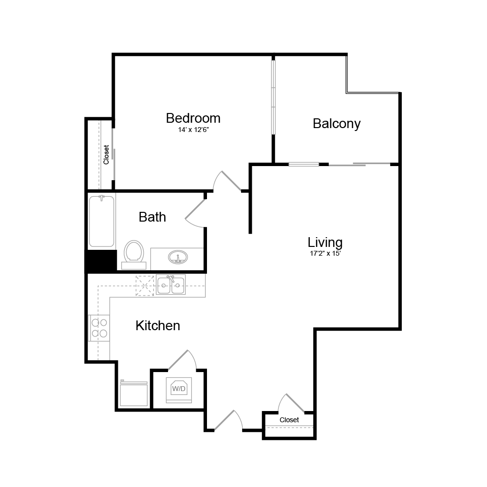 Floor Plan A9 - 1 bedrooms / 1 bathrooms Floor Plan A9 - 1 bedrooms / 1 bathrooms