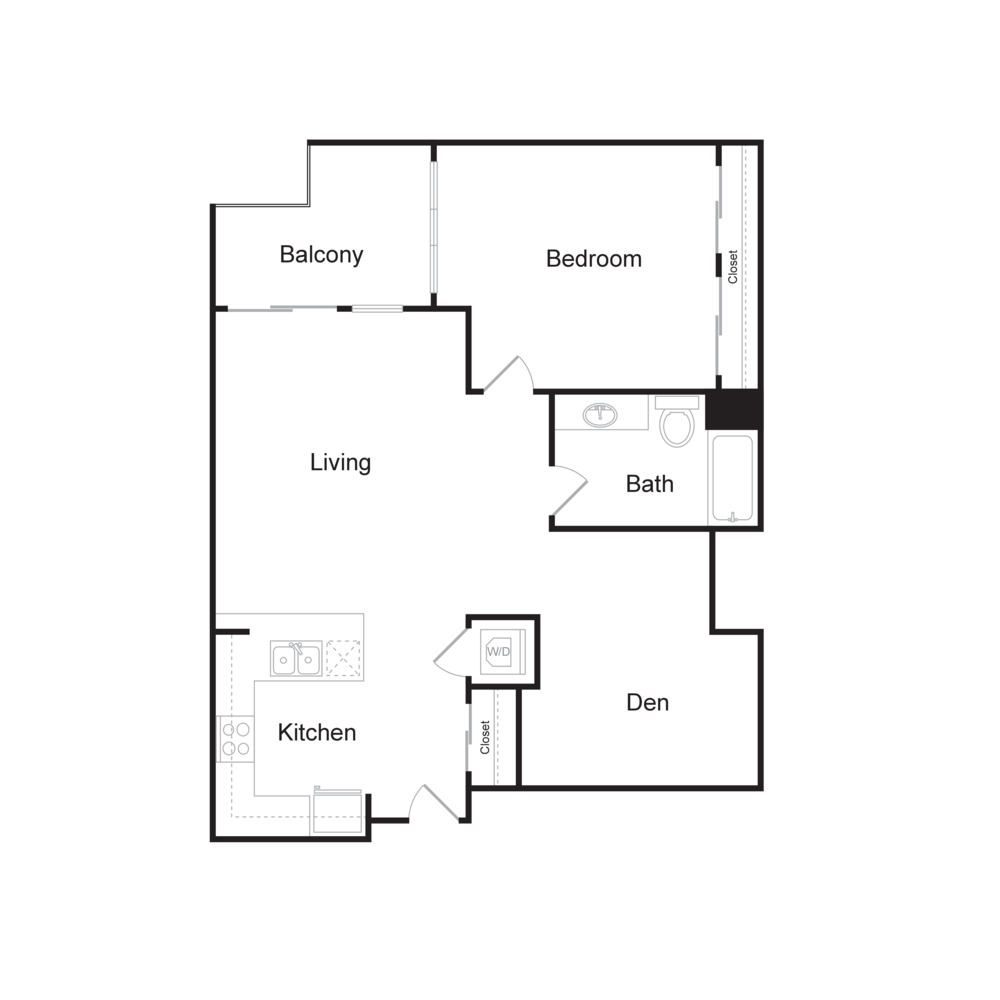 Floor Plan A10 - 1 bedrooms / 1 bathrooms