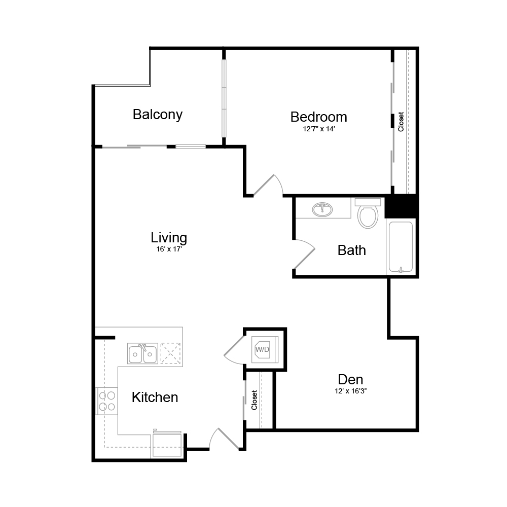 Floor Plan A10 - 1 bedrooms / 1 bathrooms Floor Plan A10 - 1 bedrooms / 1 bathrooms