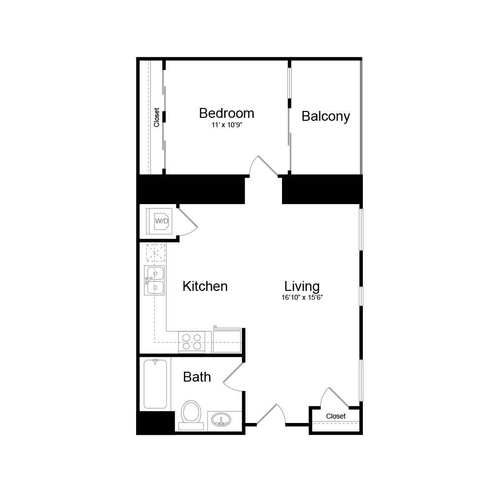 Floor Plan U - 1 bedrooms / 1 bathrooms Floor Plan U - 1 bedrooms / 1 bathrooms