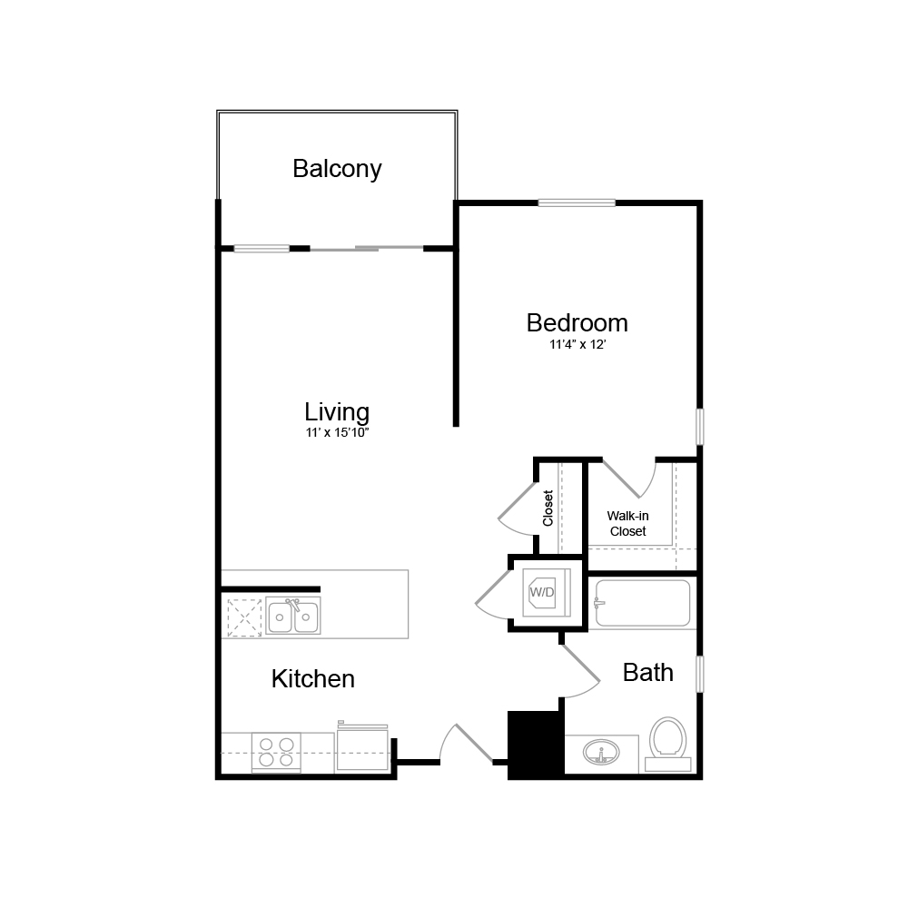 Floor Plan A4 - 1 bedrooms / 1 bathrooms Floor Plan A4 - 1 bedrooms / 1 bathrooms