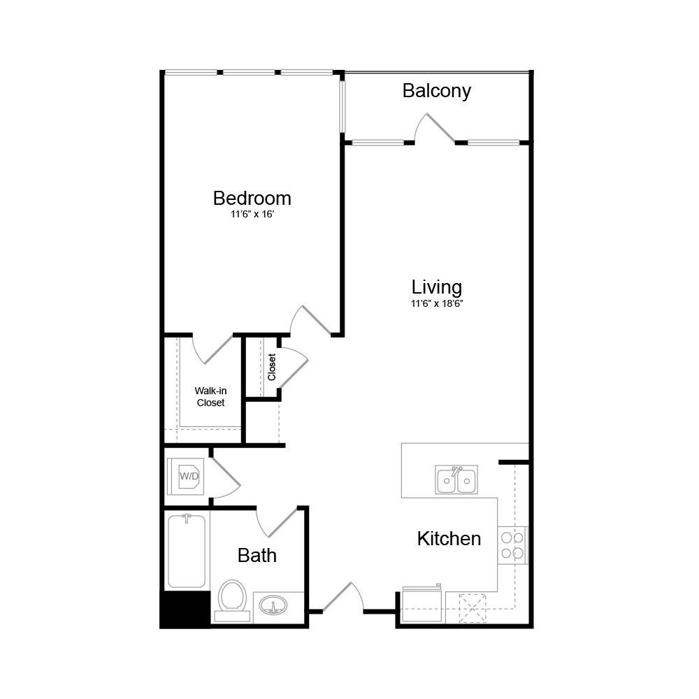 Floor Plan A8 - 1 bedrooms / 1 bathrooms Floor Plan A8 - 1 bedrooms / 1 bathrooms