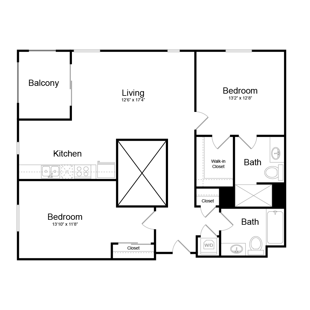 Floor Plan B6 - 2 bedrooms / 2 bathrooms Floor Plan B6 - 2 bedrooms / 2 bathrooms