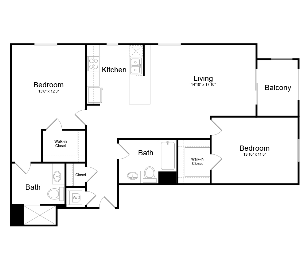 Floor Plan B7 - 2 bedrooms / 2 bathrooms Floor Plan B7 - 2 bedrooms / 2 bathrooms
